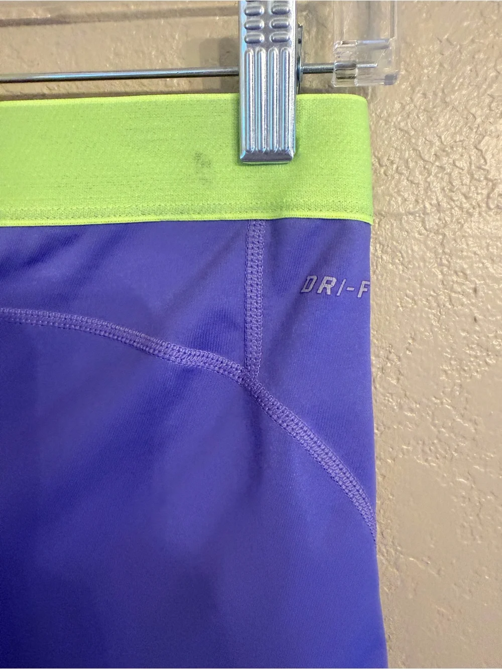Nike Purple Athletic Shorts with Lime Waistband